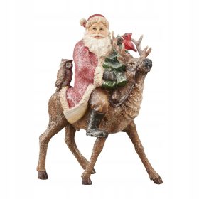    Babbo Natale su renna Statuina natalizia 28 cm GIVRE VILLA ITALIA