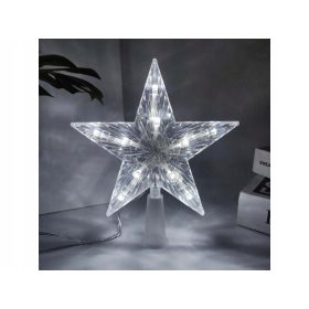    TOP STELLA PER ALBERO DI NATALE 26CM BIANCO FREDDO HIT XXL LAMPEGGIANTE