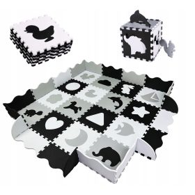    Puzzle in schiuma iKido Box 150x150 cm 36 pezzi nero-bianco-grigio