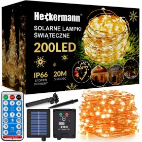    LAMPADE A FILO GIRLAND LUCE BIANCA CALDA IP66 SOLARE 20m 200 LED