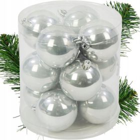    PALLE DI NATALE IN ARGENTO PER L'ALBERO DI NATALE 8cm 12pz