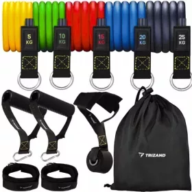    Set di fasce per esercizi di 5 fasce di resistenza, maniglie per allenamento di resistenza fitness