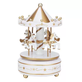    Carillon da giostra, carillon con cavalli, regalo bianco e oro