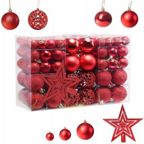  Palle di Natale infrangibili 6/4/3 cm Set 101 in 1 - rosso