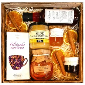  CESTINO REGALO CAPPOTTO CUORE SCIROPPO MIELE MARMELLATA