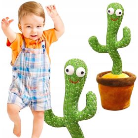    CACTUS CANTARE BALLO RIPETE PARLARE SU USB LED FELICE PER I BAMBINI + mela antistress Popit Midex D38405