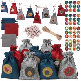    CALENDARIO DELL'AVVENTO - BORSE + OROLOGI + ADESIVI - SET XXL fai da te