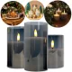  3 CANDELE DECORATIVE, VETRO LED, FUMO. XXL