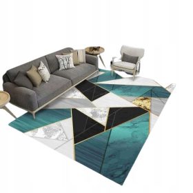  TAPPETO GEOMETRICO MOTIVO TRIANGOLI MENTA 140x200