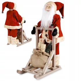    Grande statuetta di Babbo Natale su slitta, decorazione natalizia