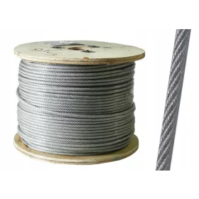100m Corda Cavo Acciaio PVC 6mm 6x19+FC zincato