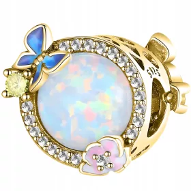    CHARMS in oro Iridescente con Farfalle Arcobaleno con Farfalle Cerchio di Zirconi