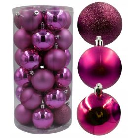    Palle per albero di Natale, decorazioni natalizie in plastica, 6 cm, 30 pz, rosa scuro