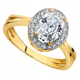    PR.585 ANELLO IN ORO A LA PRINCESS KATE CON ZIRCONI LUCIDI MISURE 10-23