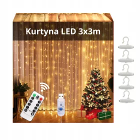    TENDA LUMINOSA A LED 3x3m 300 Luci Di Natale Ghirlanda Per Albero Di Natale Per Finestra