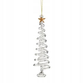    Pendente ALBERO DI NATALE in vetro con stella dorata, 14 cm, VILLA ITALIA