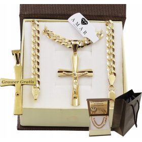    CATENA DI ARMATURA DA UOMO COMPLETA IN ORO CON CROCE PR. 925 585 INCISIONE GRATUITA