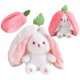    MASCOTTE, PELUCHE, COCCOLA, ORSO, CONIGLIO, CONIGLIETTO, LEPRE, FRAGOLA, GRANDE, 32CM