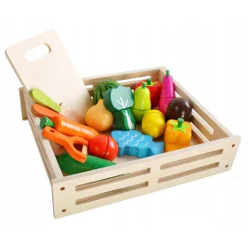    FRUTTA E VERDURA IN LEGNO DA TAGLIO CON VELCRO COLTELLO Set Velcro XL