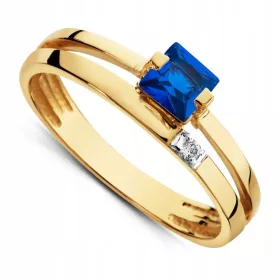   ANELLO DI FIDANZAMENTO IN ZAFFIRO, FEDE NUZIALE IN ORO PR.585, MISURE 8-23