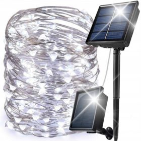    GHIRLANDA SOLARE DI LUCI NATALIZI DA GIARDINO 100 LED PER ESTERNI ED INTERNI