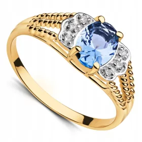    ANELLO DI FIDANZAMENTO CON TOPAZIO ANNIVERSARIO ORO PR.585 MISURE 10-23