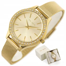    PAUL LORENS BRITA OROLOGIO DA DONNA + SET INCISIONE REGALO, zirconi dorati