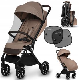    Lionelo Passeggino sportivo CLOE 2023 Beige sabbia + Crema solare per finestrini auto. 2 Ombrelloni Lionelo