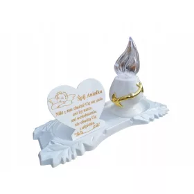   statuetta - candela, AGLOMARMUR + lanterna LED, PESANTE, brilla per 1000 ore