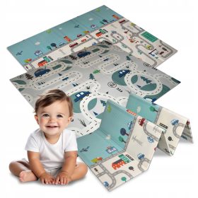    TAPPETINO EDUCATIVO IN SCHIUMA PIEGHEVOLE PER BAMBINI, GRANDE 180x200, DOPPIO LATO, SPESSO