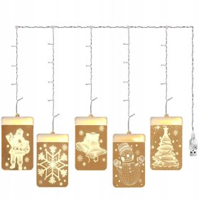    5x Tende LED in vetro colorato 3D per finestra albero di Natale 358