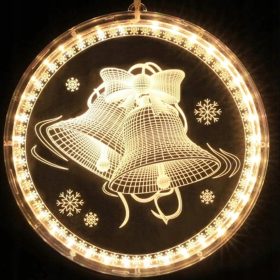    CAMPANELLA PER FINESTRA LAMPADA LED 3D IN VETRO COLORATO DI NATALE