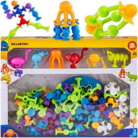    Mattoncini da costruzione grandi per bambini Ventose colorate Happy Smileys 96 pz