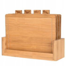   009 TAGLIERI IN LEGNO SU SUPPORTO SET da 4 pz. PER CARNE, PESCE E VERDURE