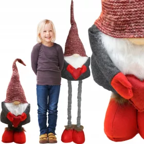    Nano di Natale, grande, fino a 125 cm, gambe telescopiche, decorazione gnomo, NATALE