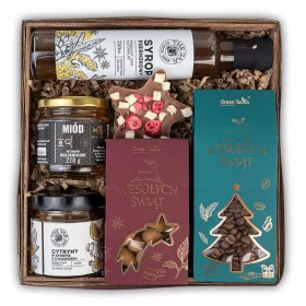    CESTINO REGALO Natalizio set regalo caffè dolci sciroppo miele scatola