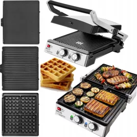    Barbecue, panini, pieghevole, griglia elettrica tradizionale ECG KG2033 argento/grigio 2000 W