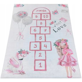    TAPPETO 120x180 HOPSCOTCH ROSA CHIARO ANTISCIVOLO PER BAMBINI.