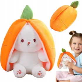    GRANDE MASCOTTE CONIGLIO CAROTA IN PELUCHE CAROTA CON ORECCHIE 2in1 35CM