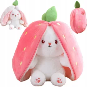    MASCOT GRANDE CONIGLIO FRAGOLA CON PELUCHE FRAGOLA CON ORECCHIE 2in1 35CM
