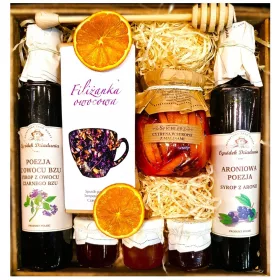    CESTO CONFEZIONE REGALO TÈ LIMONI MARMELLATA LAMPONI MIELE SCIROPPO