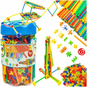    SET CREATIVO DI CANNUCCE Blocchi da costruzione Tubi Bastoncini Secchio 560 pz