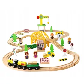  TRENO FERROVIARIO IN LEGNO ACCESSORI BINARI 70 elementi