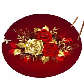  TAPPETO ROTONDO ELEGANTE CON MOTIVO FLOREALE, ROSE, 120x120
