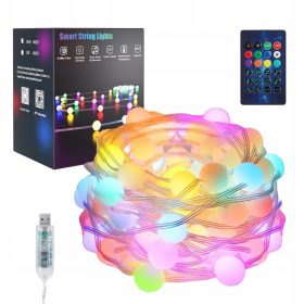    [RGB 80 LED]PALLE PER ALBERO DI NATALE, ghirlanda decorativa a LED, luci natalizie, 10m