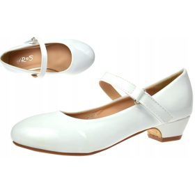    SCARPE da Comunione tacco piccolo VERNICE BIANCO scarpe da bambino in pelle ecologica taglia 35