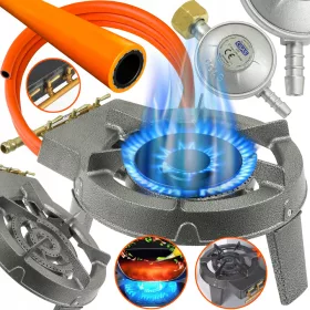 SET BRUCIATORI A GAS, SGABELLO IN GHISA, MINI CUCINA