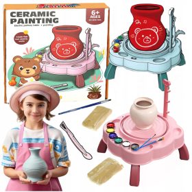    SET DI RUONI DA VASAIO CON ARGILLA, VERNICI, MACCHINA PER CERAMICA PER UN REGALO