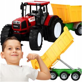    TRATTORE AGRICOLO GIGANTE + MACCHINE CAMION CON RIBALTABILE Parti mobili GUIDA 65 CM REGALO