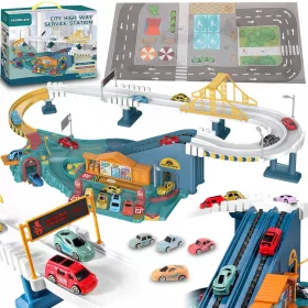   PISTA AUTOMATICA INTERATTIVA AUTOMOBILI MOLLE PER BAMBINI PONTE